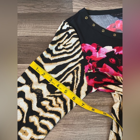 INVESTMENTS WOMEN'S FLORAL/ANIMAL PRINT ASYMMETRICAL TUNIC SIZE L - Picture 7 of 9